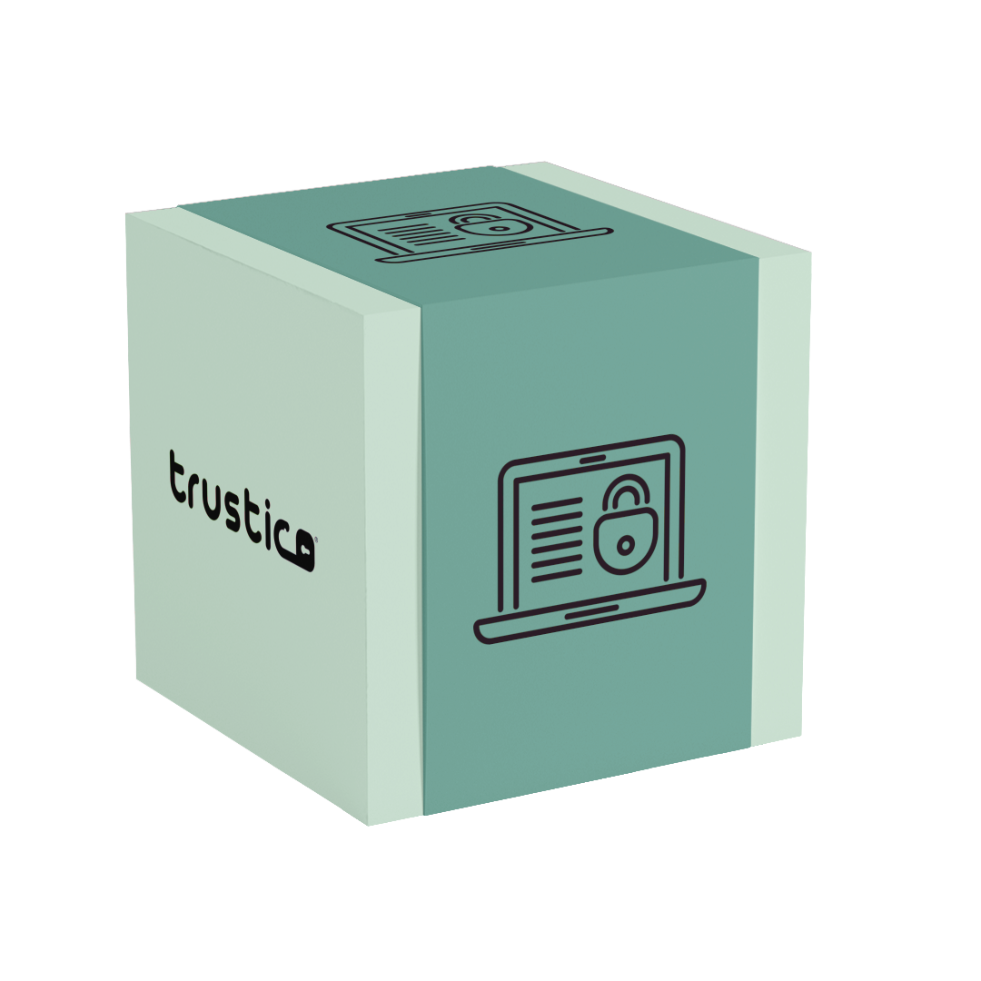 A light green cube featuring the Sectigo CA logo and a padlocked laptop icon, evoking cybersecurity and privacy—perfect for illustrating solutions like Sectigo® CaaS DV + Wildcard + Multi Domain.